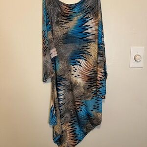 Express Blue and Tan Patterned blouse